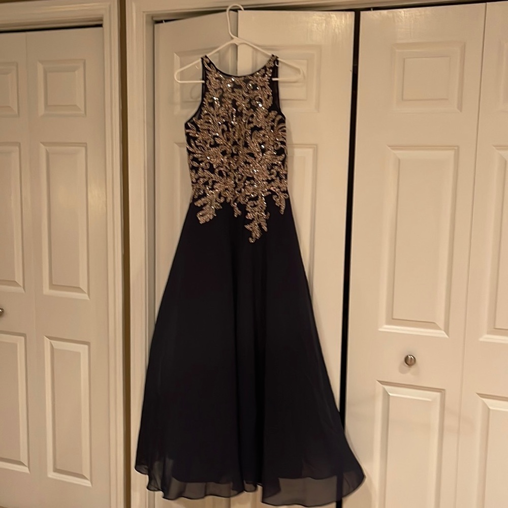 Betsy Adams petite navy gown